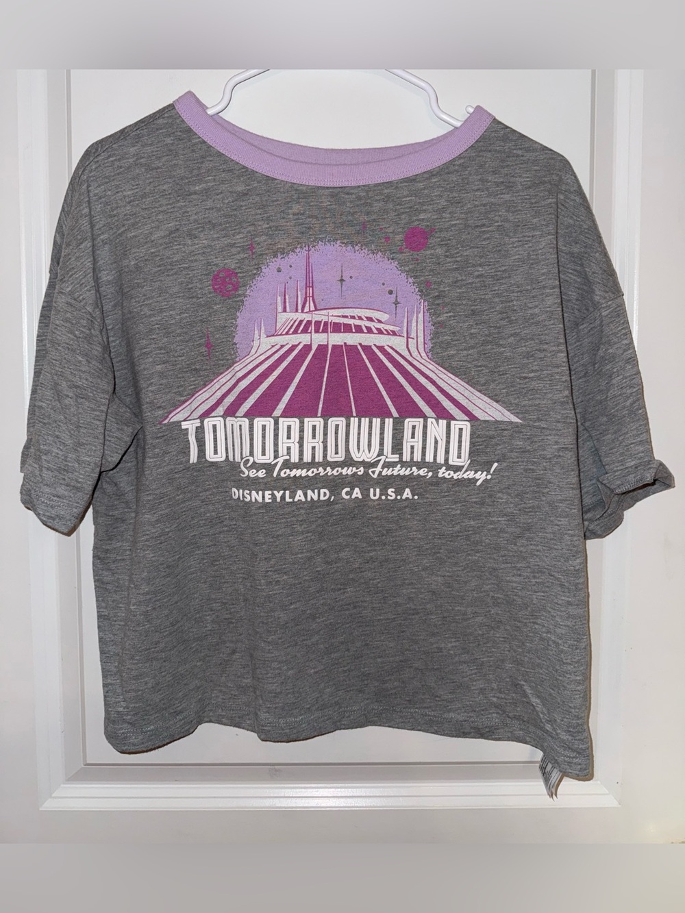 Disney Tomorrowland Grey and Purple Crop Top Size Adult Small